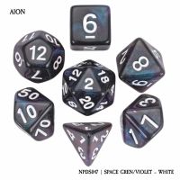 Set di 7 Dadi - Aion - Space Green / Violet - White