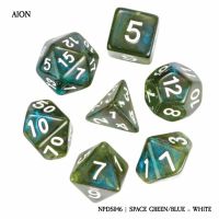 Set di 7 Dadi - Aion - Space Green / Blue - White