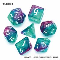 Set di 7 Dadi - Sulphur - Liquid Green/Purple - White