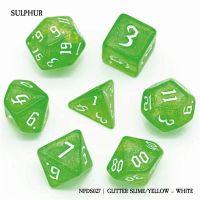 Set di 7 Dadi - Sulphur - Glitter Slime/Yellow - White