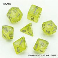 Set di 7 Dadi - Arcana - Glitter Yellow - Silver