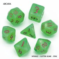 Set di 7 Dadi - Arcana - Glitter Slime - Pink