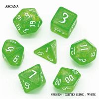 Set di 7 Dadi - Arcana - Glitter Slime - White