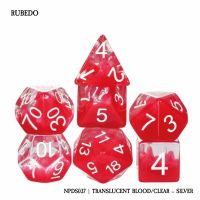 Set di 7 Dadi - Rubedo - Translucent Blood / Clear-Silver