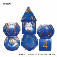 Set di 7 Dadi - Rubedo - Translucent Blue / Clear-Gold