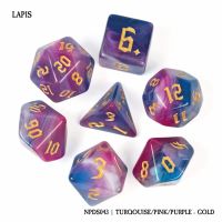 Set di 7 Dadi - Lapis - Turquoise / Pink / Purple - Gold