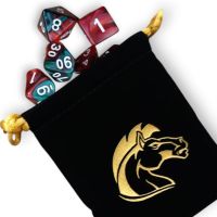 Set di 7 Dadi - Cavallo - Rosso/Ciano - Bianco + Sacchetto