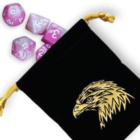 Set di 7 Dadi - Acquila - Rosa - Bianco + Sacchetto