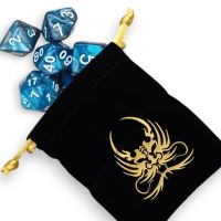 Set di 7 Dadi - Drago - Azzurro - Bianco + Sacchetto