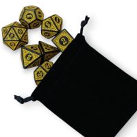 Set di 7 Dadi - Giallo - Nero + Sacchetto