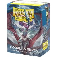 100 Bustine Standard Dragon Shield Matte Dual Sleeves - COBALT & SILVER