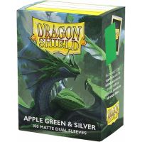 100 Bustine Standard Dragon Shield Matte Dual Sleeves - APPLE GREEN & SILVER