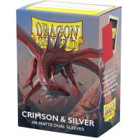 100 Bustine Standard Dragon Shield Matte Dual Sleeves - CRIMNSON & SILVER