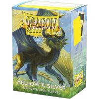 100 Bustine Standard Dragon Shield Matte Dual Sleeves - YELLOW & SILVER