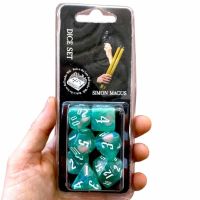 Set di 7 Dadi - Sulphur - Glitter Aquamarine/Splashed - White