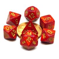 Set di Dadi Scarab - 7 Dadi Poliedrici Mini (Rosso Scarlatto, Oro)