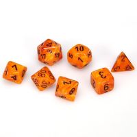 Set di Dadi Vortex - 7 Dadi Poliedrici Mini (Arancione, Nero)