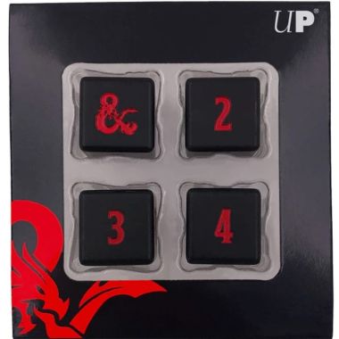 Dungeons & Dragons Heavy Metal Dice - 4 Dadi Metallici D6 - Nero e Rosso