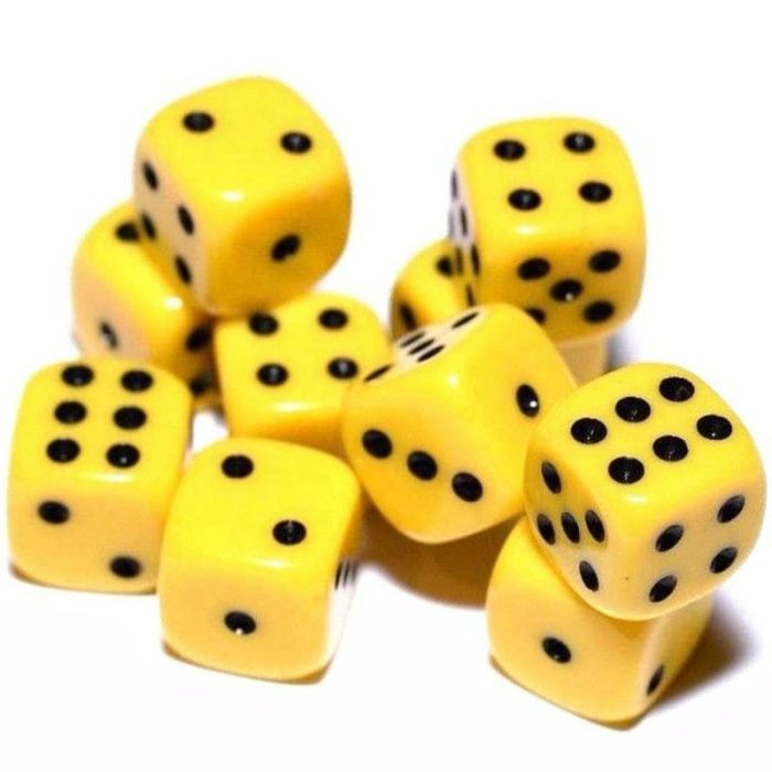 Set di Dadi 12D6 Opaco (Giallo, Nero)