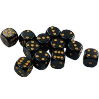 Set di 12 Dadi D6 Opaco (Nero, Oro)