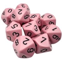 Set di 10 Dadi D10 Opaco Pastello (Rosa, Nero)