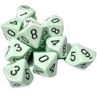 Set di 10 Dadi D10 Opaco Pastello (Verde, Nero)