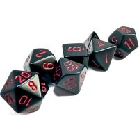 Set di 7 Dadi Opaco (Nero, Rosso)