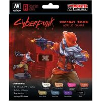 Vallejo Cyberpunk RED Combat Zone Paint Set - Set da 8 Colori + 1 Miniatura