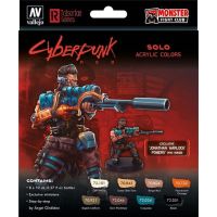 Vallejo Cyberpunk RED Solo Paint Set - Set da 8 Colori + 1 Miniatura