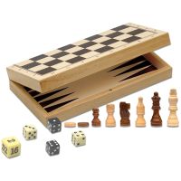 3 Giochi Riuniti - Scacchi, Dama e Backgammon in Legno