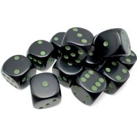 Set di 12 Dadi D6 Opaco (Nero, Verde)