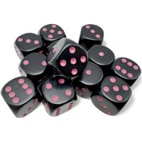 Set di 12 Dadi D6 Opaco (Nero, Rosa)