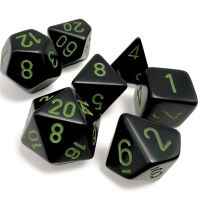 Set di 7 Dadi Opaco (Nero, Verde)