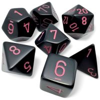 Set di 7 Dadi Opaco (Nero, Rosa)