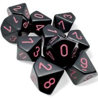 Set di 10 Dadi D10 Opaco (Nero, Rosa)