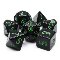 Set di 7 Dadi Opaque - Chon Drite Black-Green